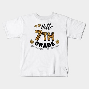 Hello 7th Grade Leopard Back To School Kids T-Shirt